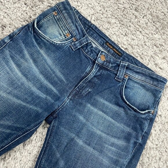 Nudie Jeans Skinny Lin Women's 31x32 Low Rise Navy Lighting Wash Organic Denim - Picture 1 of 15